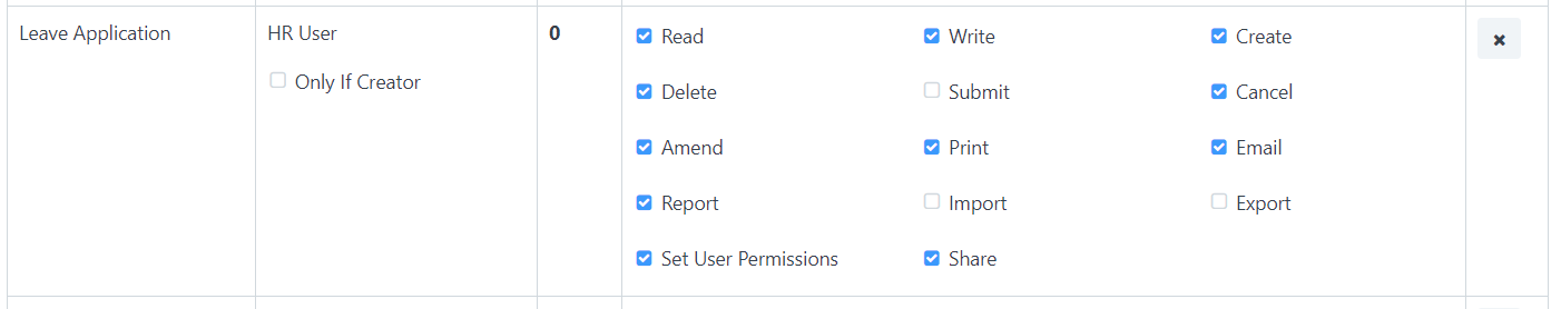 Let HR User delegate access to Leave Applications by checking &#39;Set User Permissions&#39;. This will allow HR User to access User Permissions Manager for &#39;Leave Application&#39;