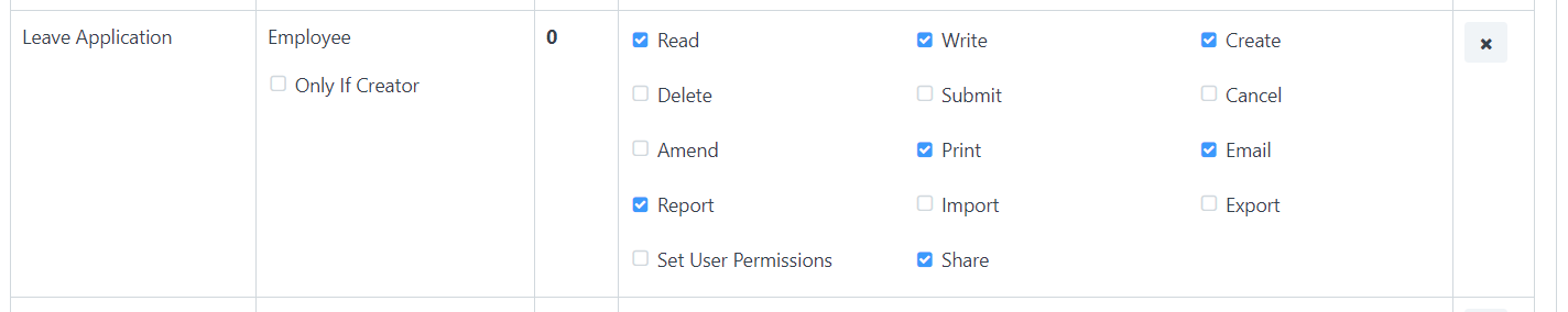Giving Read, Write and Create Permissions to Employee for Leave Application