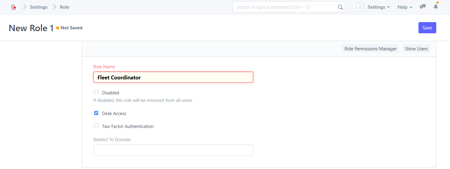 Permissions for new Role