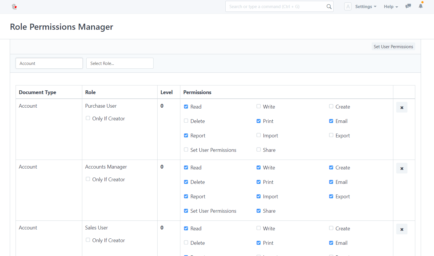 Manage Read, Write, Create, Submit, Amend access using the Role Permissions Manager